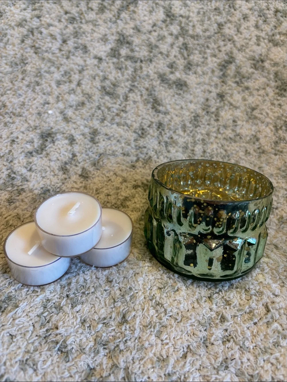 Rustic Sage Green Mercury Glass Tealight Holder by Koyal NWT Pier One
